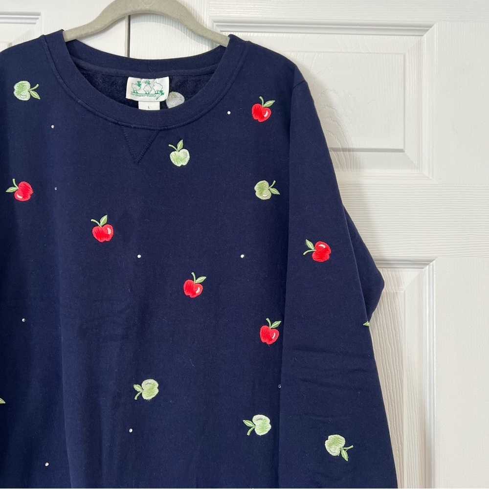 The Quacker Factory Apple Rhinestone Sweatshirt Womens Large Teacher School Fall - Picture 3 of 6